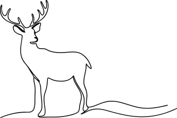 Majestic Stag OneLine Drawing, Antlered Deer, Wildlife Art
