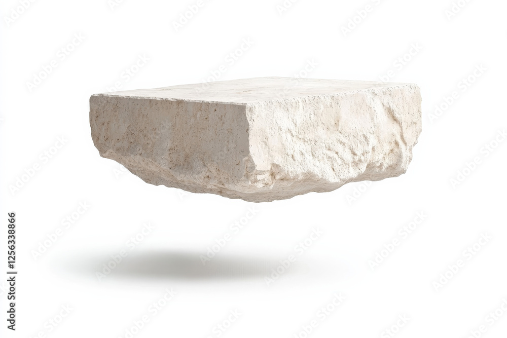 Aufkleber floating limestone block depicting a minimalist design concept in a modern interior setting
