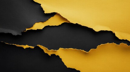 Obraz premium Yellow and black Torn paper top view, Black Friday concept, Black Friday Composition, discount banner. Copy space.