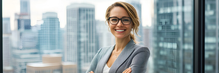 Accountant Banner Design: Detail-Oriented Financial Expert with an Urban Skyline for Trustworthy Fiscal Branding