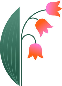 Fototapeta Colorful abstract geometric lily of the valley flower in Nordic folk style