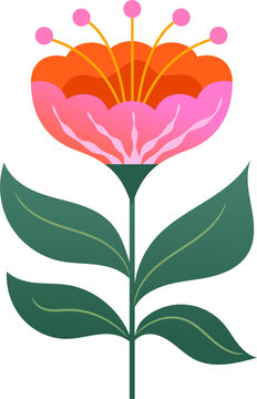 Fototapeta Colorful abstract geometric flower in Nordic folk style