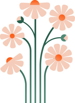 Fototapeta Colorful abstract geometric daisy flowers in Nordic folk style