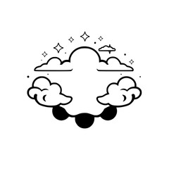 Vector Illustration: Cloudscape with Stars and Stars.