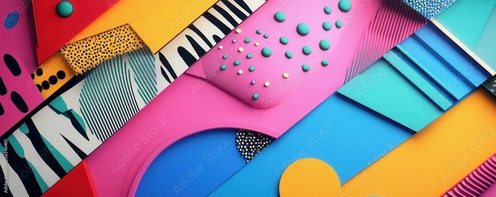 Poster abstract geometric pattern with vibrant colors and textures