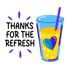 Obraz premium A flat sticker of drink with thanks typography