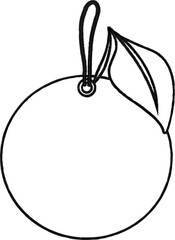 Illustration of an orange tag with a leaf and a loop for fastening.