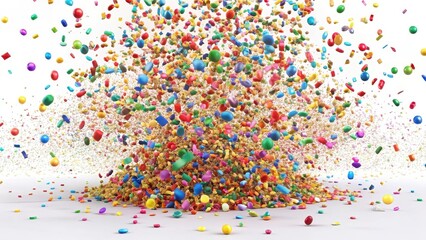 Colorful Confetti Explosion on White Background