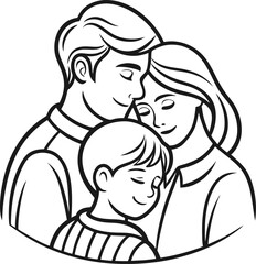 Happy Family Unity Parents and Child Embrace in Love