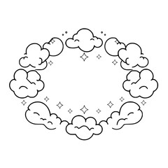 Smiling Cloud Ring with Stars & Clouds, Border Frame, Minimalist, Whimsical, Clean