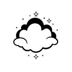 Dreamy cloud with stars and a clean white background.
