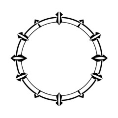 Ornate Black Circle Design: A striking, minimalist illustration featuring a ring-like design. The stark contrast of black on white, highlighting the abstract and modern style.