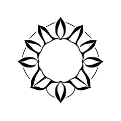Geometric Black and White Sunflower-like Mandala.