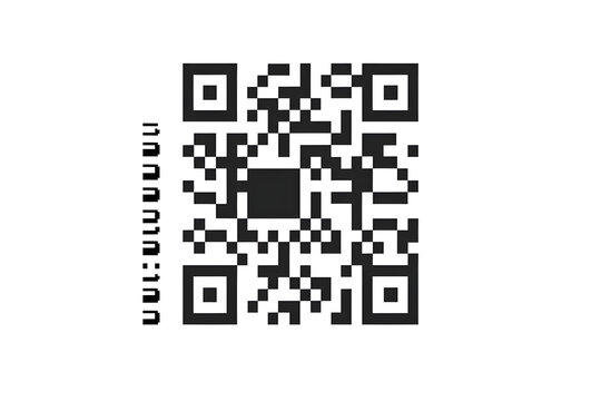 Detailed View of Black and White QR Code Against White Background