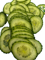 cucumber slices on white background