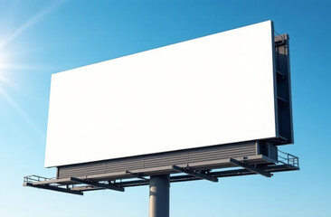 Fototapeta premium Rectangular White Advertising Sign Poster Billboard outside Mockup AI Generative