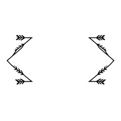 Fototapeta premium Symbolic Arrows: a minimalist image of two stylized arrows, symmetrical and isolated on a white background, featuring detailed foliage.