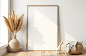 Rectangular White Advertising Sign Poster Billboard bedroom Mockup AI Generative