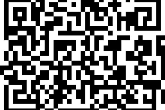 Detailed View of Black and White QR Code Against White Background