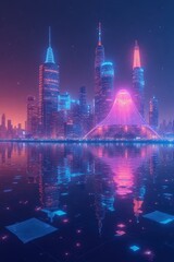 Fototapeta premium Neon Future City