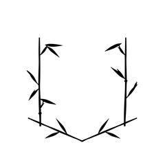 Stylized Bamboo Frame: Elegant Black Silhouette of a Bamboo Composition on a Clean White Backdrop.