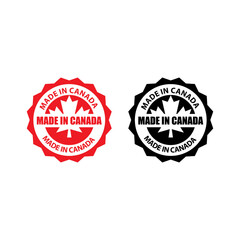 made in Canada icon set. Canadian product icon suitable for commerce business. badge, seal, sticker, logo, symbol in colored and black Variants. Isolated vector illustration