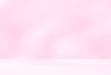 Empty pink colour room studio with sunlight effect shadow on the floor and wall for product presentation. Minimal backdrop design. Cosmetic, beauty and fashion showroom. Summer background mock up.