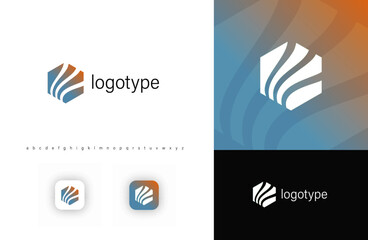 Abstract hexagonal logo with flowing wave lines, symbolizing innovation, motion, and modernity. Ideal for technology, finance, consulting, and corporate branding. Vector logo template.