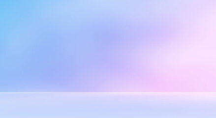 Empty purple pink blue paste room studio with leaves shadow effect overlay. Sunlight effect shadows through window. Product presentation display room. Cosmetic showroom. Minimal mock up backdrop.
