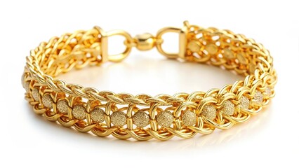 Obraz premium Gold Bracelet on White Background
