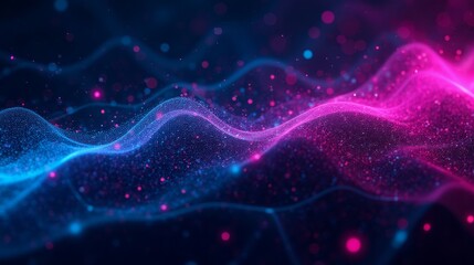 Colorful Abstract Waves of Light with Glowing Particles and Depth