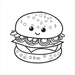 Burger art black and white