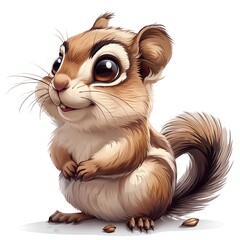 Fototapeta premium Cheerful chipmunk holding an acorn with a big, happy grin.