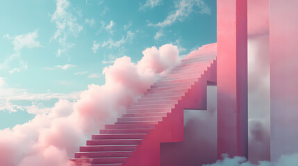 stairway leading surreal sky