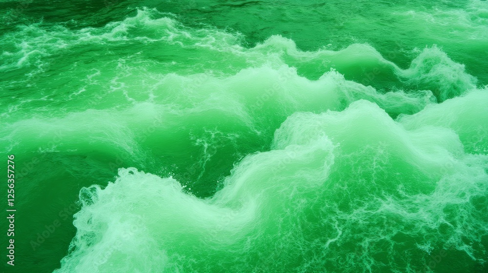 Poster turbulent green ocean waves creating dynamic natural patterns