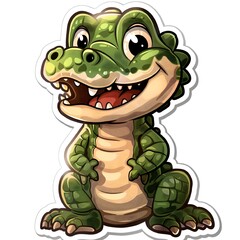 Obraz premium Playful crocodile floating on water with a cute, goofy smile.