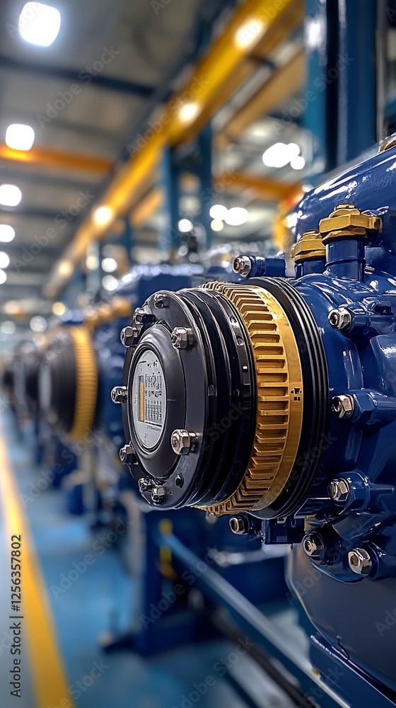 Poster a detailed view of a powerful industrial engine showcasing advanced engineering principles within a 