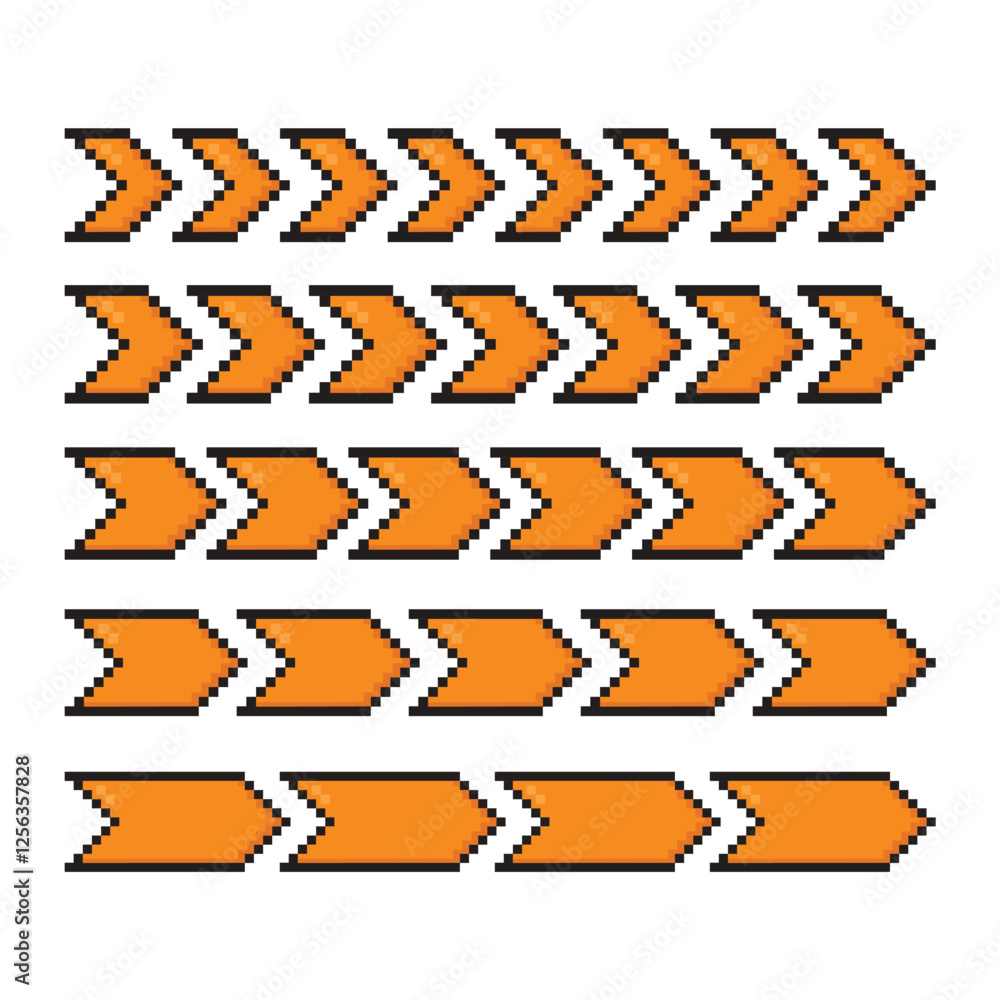 Poster set of pixel arrow vector design.