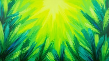 Obraz premium Bright Green Abstract Nature Background with Sunlight Effect