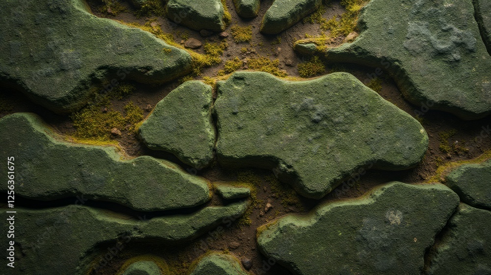 Poster close-up view of textured green surface with organic patterns