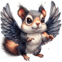 Cartoon-style squirrel with a soft, round body and a joyful expression.