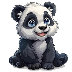 Cartoon-style panda with soft fur and a friendly gaze.