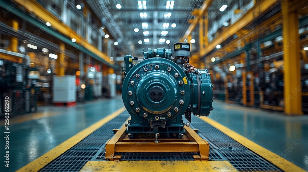 Poster a close-up image of a heavy-duty engine highlights the intricate mechanical components and robust de