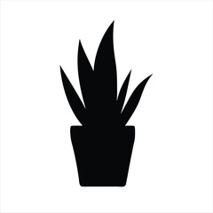 Plant in Pot Icon Silhouette Vector Illustration Minimalist Potted Plant Black Silhouette Design