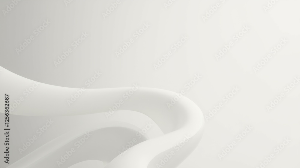 Poster smooth abstract white curves on soft gray background with light gradient