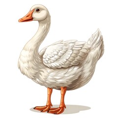Obraz premium Cheerful goose with fluffy feathers and a friendly smile.