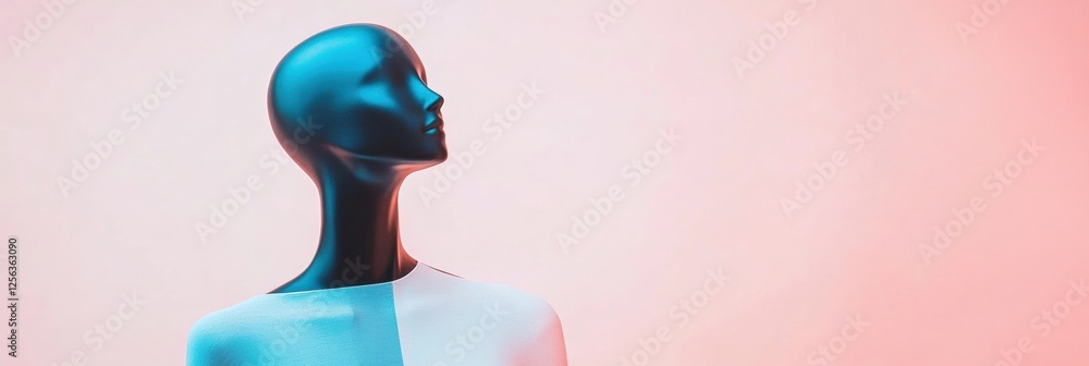 Poster stylish mannequin in modern outfit against a pastel background with clean lighting and space for tex
