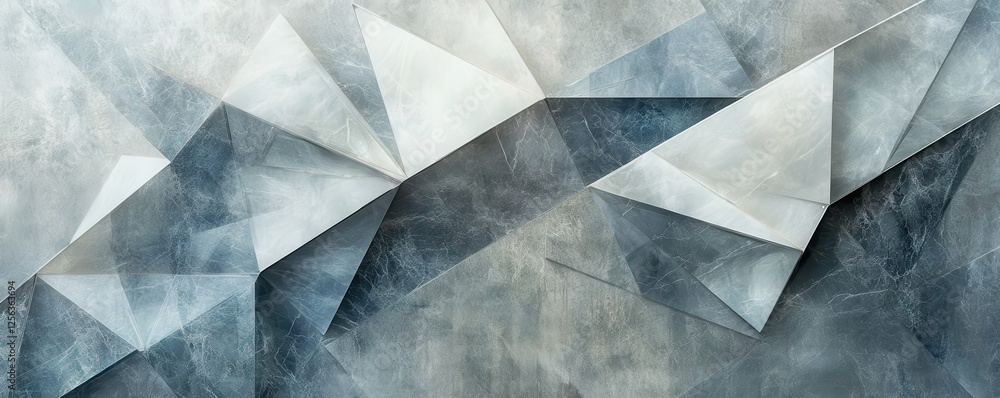 Poster abstract geometric design with overlapping triangles and textured background