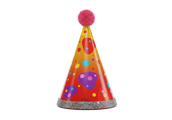 Birthday party hat with bright colors a festive cone shape and a fun celebratory design isolated on a transparent background