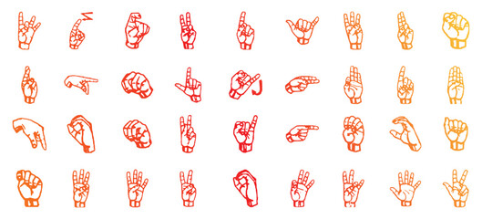 Hand language and gesture icon bundle © Cutter